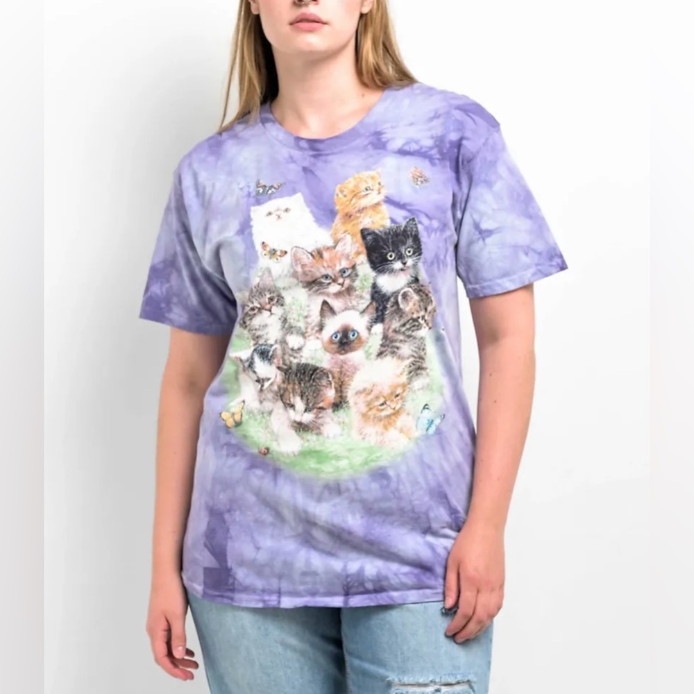 Vintage the Mountain 10 Kittens Tye Dye T Shirt M‎ UNISEX